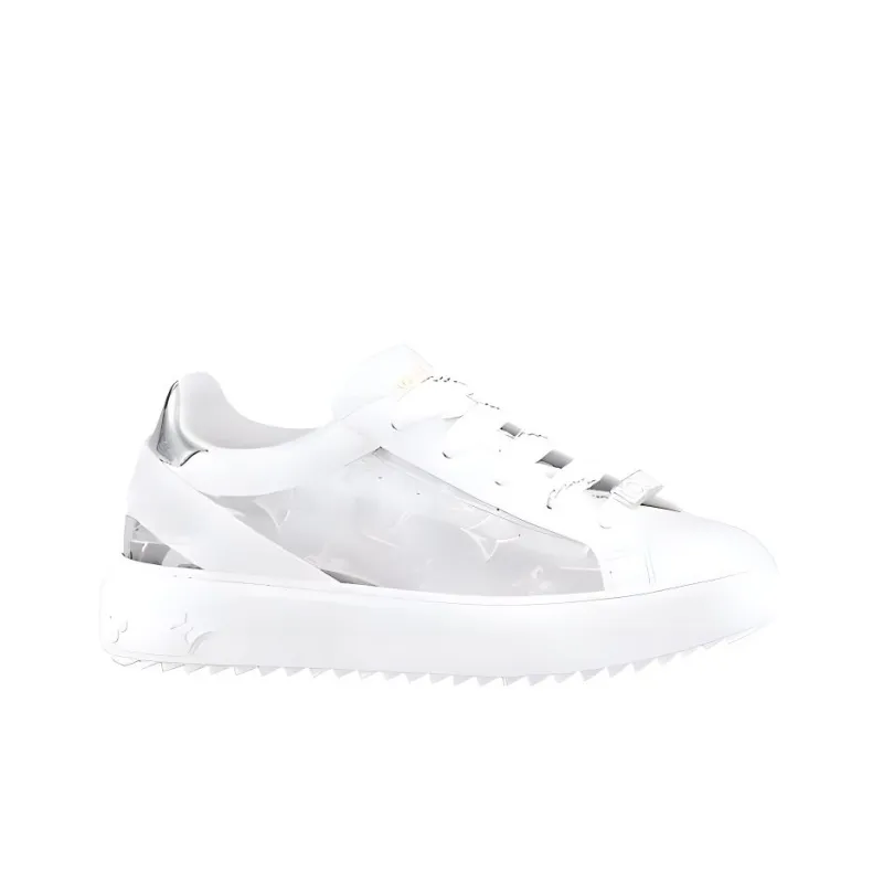 LOUIS VUITTON Time Out Low Top Stylish Skateboarding Shoes Women's White Blue-1