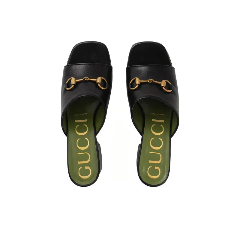 GUCCI Slide Slippers 8.5cm Women's Black-3