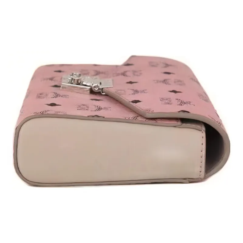 MCM Millie Visetos Leather Chain Bag, Shoulder Bag, Crossbody Bag Women's Pink-4