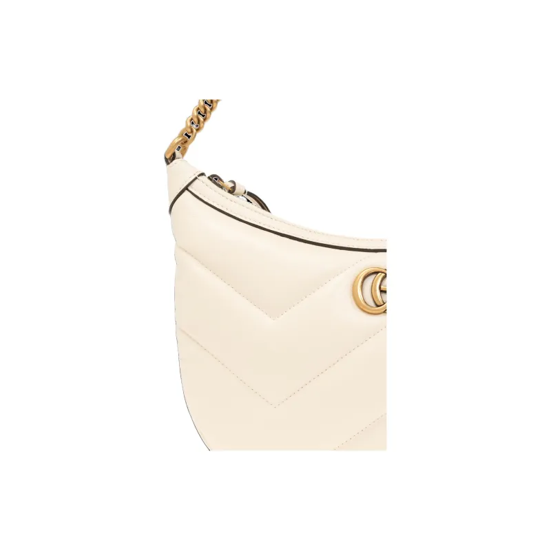 GUCCI GG Marmont Quilted V Shaped Leather Handbag Shoulder Bag Women's White-3