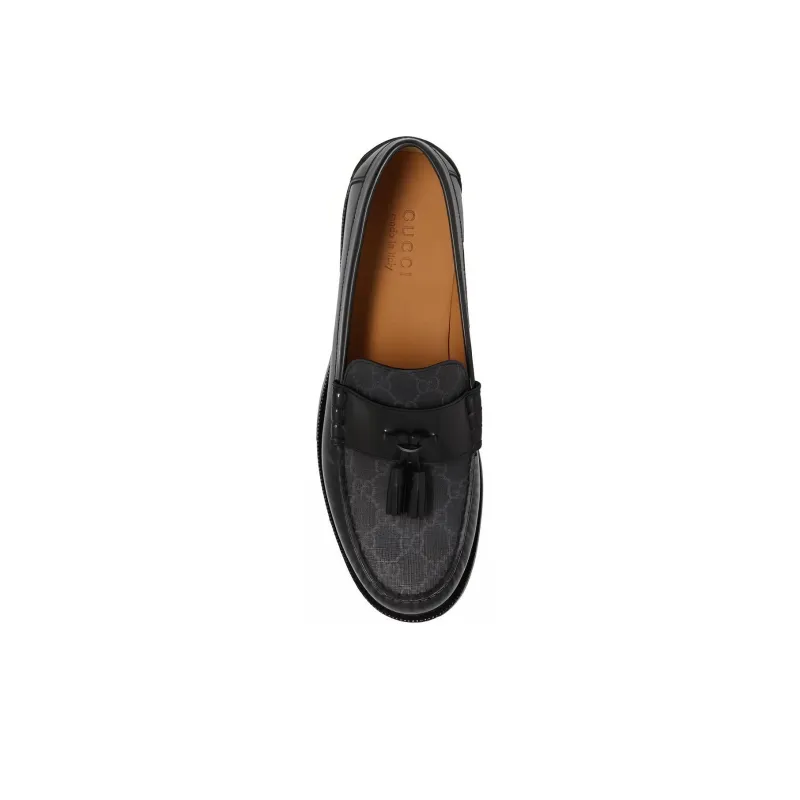 GUCCI Tassel-detail GG Canvas Loafers-4
