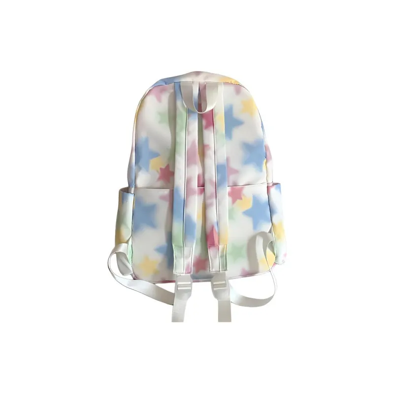 Rainbow Girl Nylon Backpack Regular Women's Purple/White/Green/Black-2