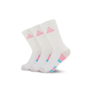 PEAK Basketball Socks Unisex 3 Pack White Beige Yellow