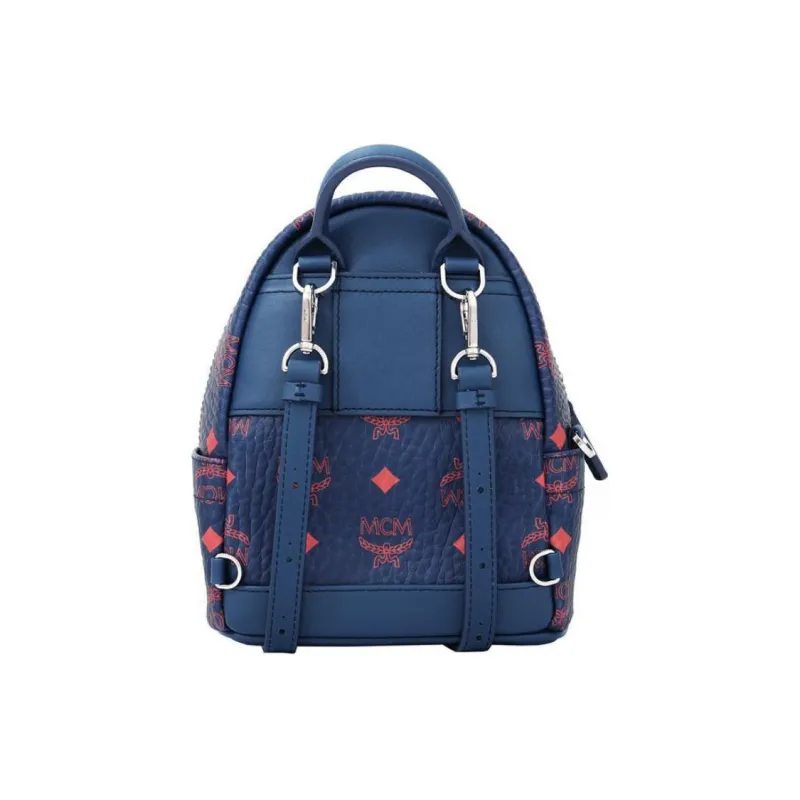 MCM PVC Backpack Women's Dark Blue-3