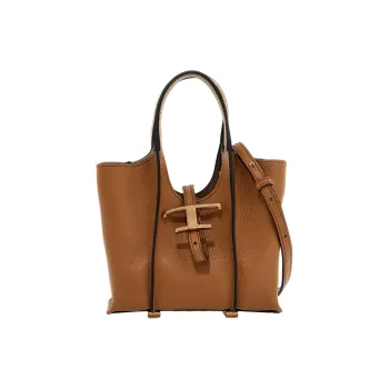 TOD'S Timeless Calfskin Tote Bag, Shopping Bag, Shoulder Bag, Handbag Mini Women's Brown
