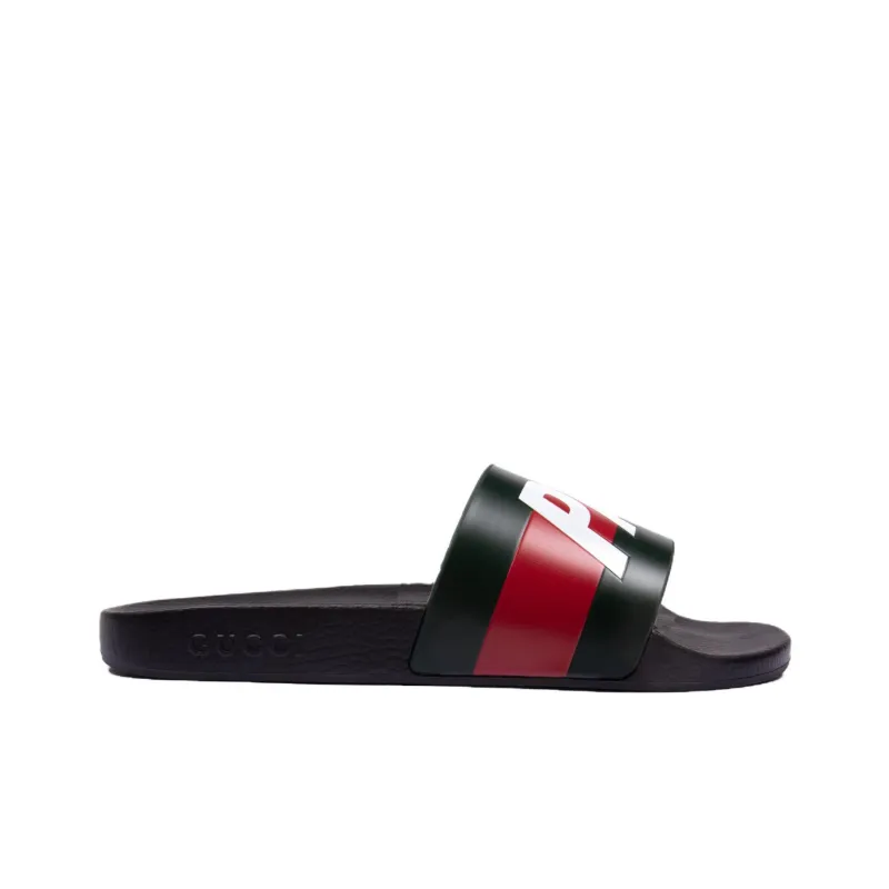 GUCCI Palace X GUCCI Logo Web Slide Sandal Black Women's-1