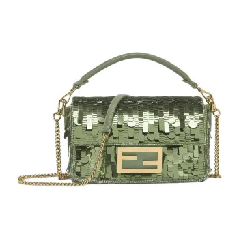 FENDI Baguette Calfskin Trim Portable Crossbody Bag, Shoulder Bag Mini Women's Green