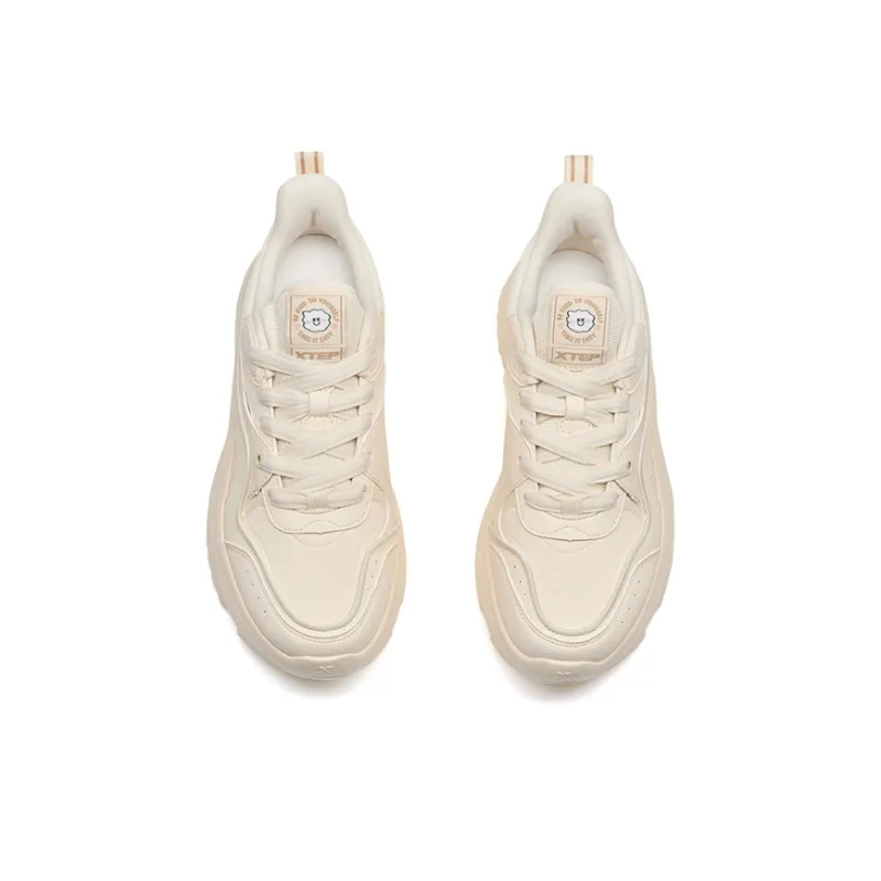 XTEP Lightweight Height Increasing Low Top Casual Shoes Women's Light Apricot-5