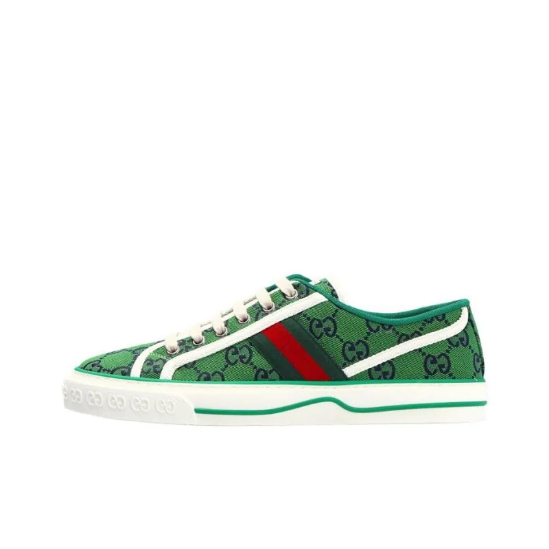 GUCCI Tennis 1977 Low Top Stylish Skateboarding Shoes Women's Green-1