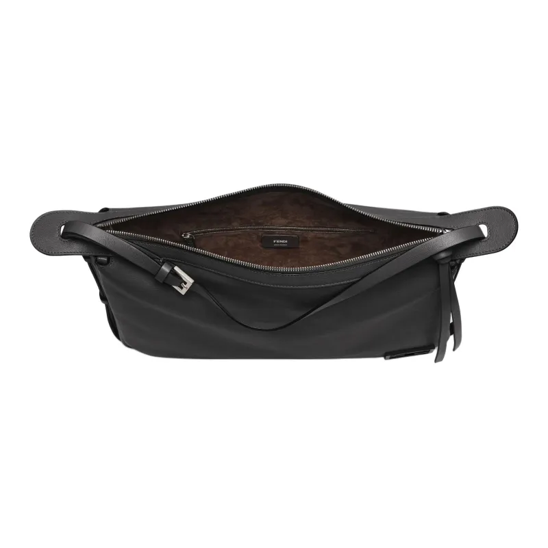 FENDI Calfskin Handbag, Shoulder Bag Large Size Women's Black-3