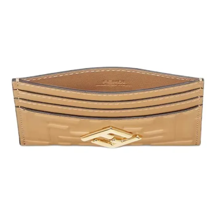 FENDI FF Diamonds Series Calfskin Card Holder Women's Light Brown-2