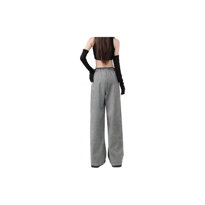 Kazakhstan Casual Pants Women's Black White Plaid-1