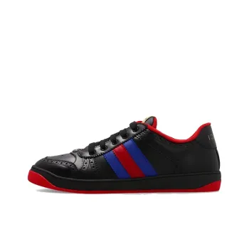 GUCCI Leather Screener Sneaker Black Blue Red