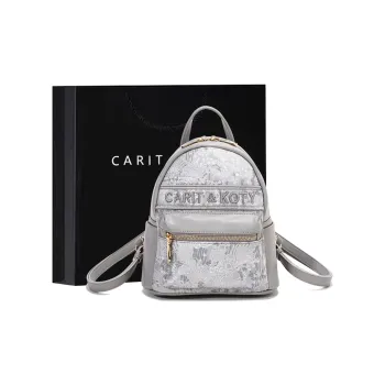 Carit&Koty Polyurethane Synthetic Leather Textile Backpack Women's Gray