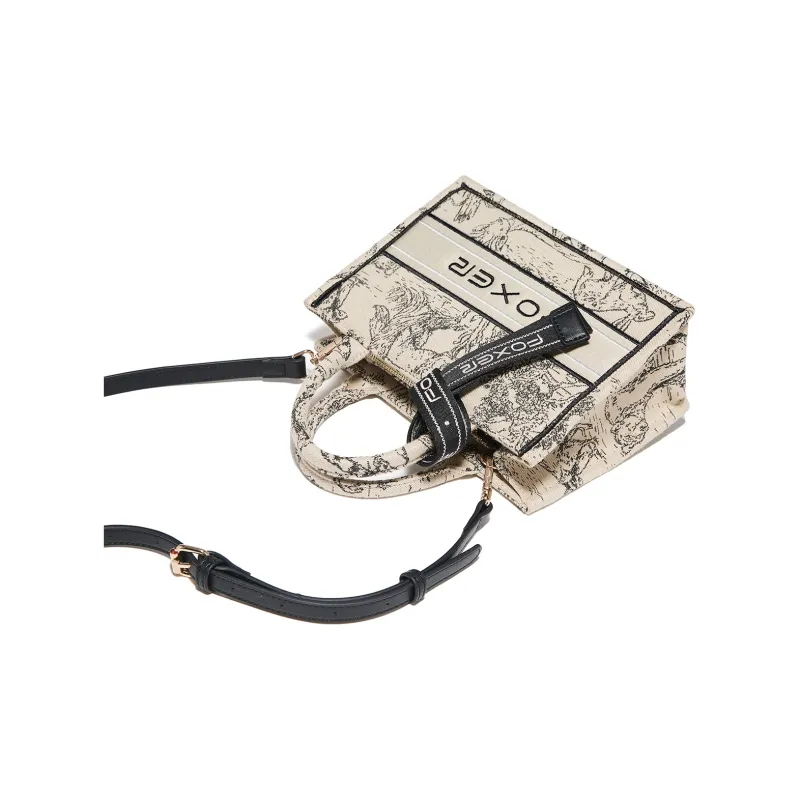 FOXER Fabric Fashion Commute Handbag Shoulder Bag Crossbody Bag Regular Women's Graffiti Black-4
