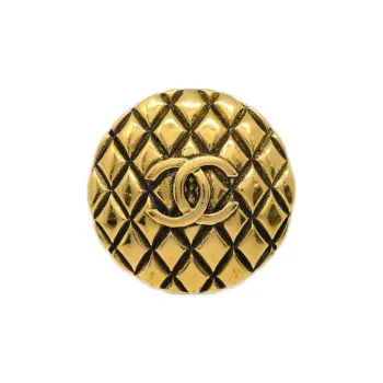 CHANEL 1980 1990 Plated Cc Quilted Brooch Costume Brooch