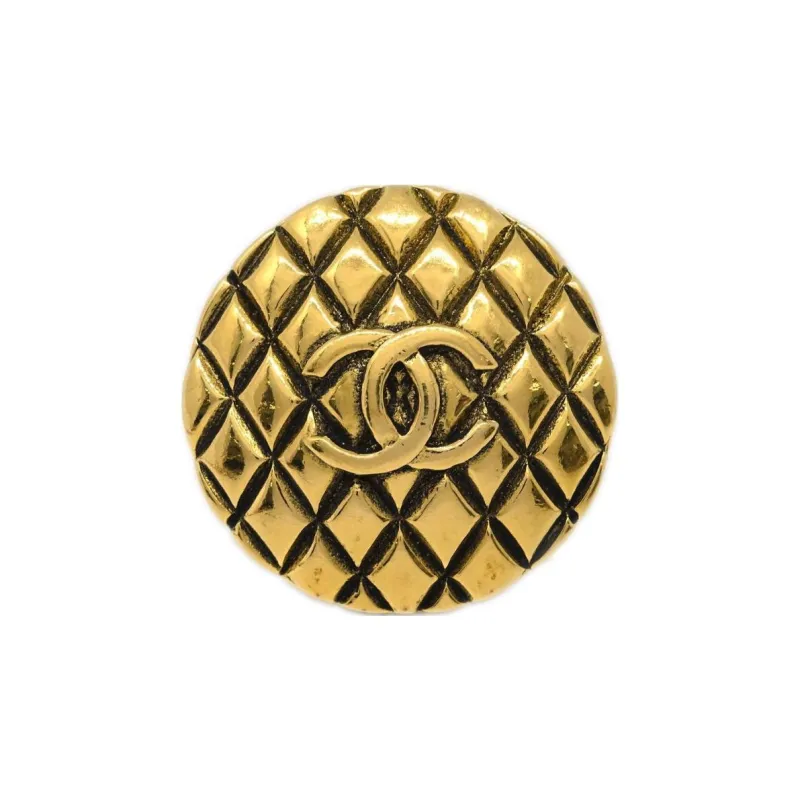 CHANEL 1980 1990 Plated Cc Quilted Brooch Costume Brooch-0