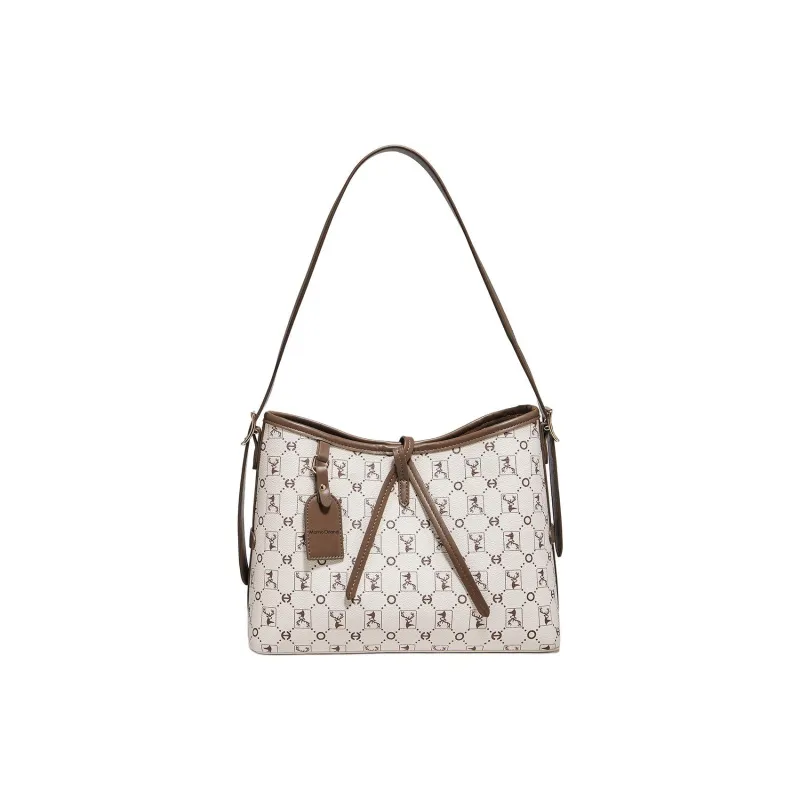 Marino Orlandi Synthetic Leather With PVC Tote Bag, Shopping Bag, Crossbody Bag, Shoulder Bag Women's Apricot/Coffee-7