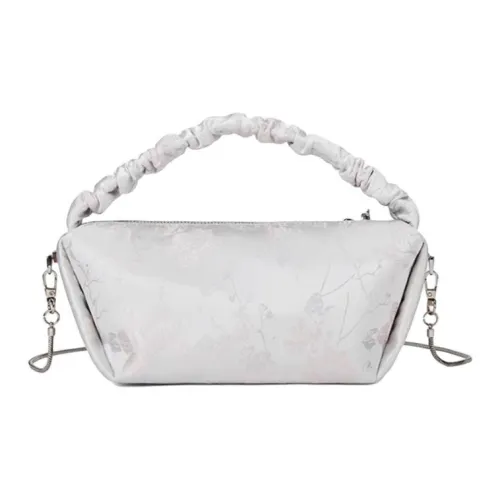 ST&SAT Fabric Shoulder Bag Crossbody Bag Handbag Small Size Women's Advanced Silver/Elegant Black