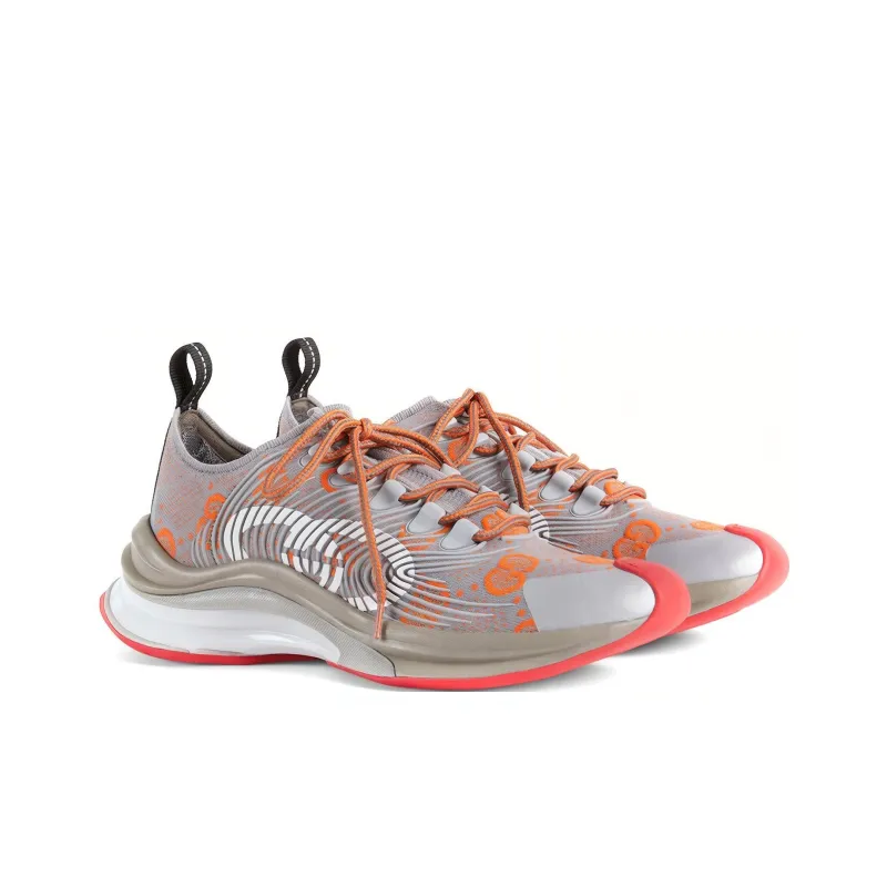 GUCCI RUN Low Top Running Shoes Women's Gray Orange-1
