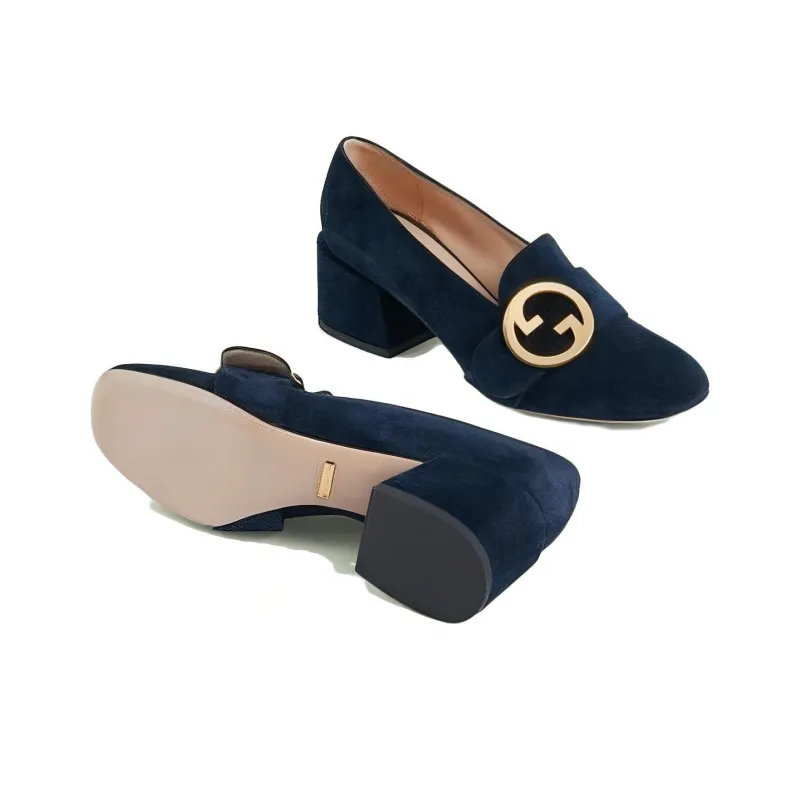 GUCCI Blondie Loafers Women's Blue-4
