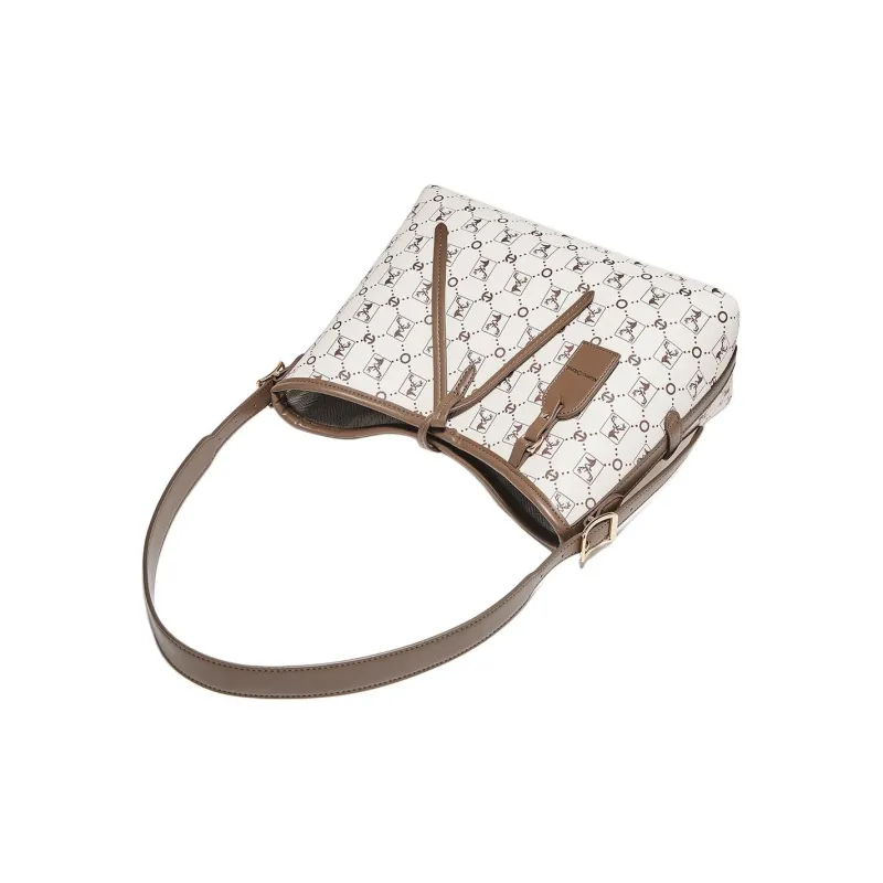 Marino Orlandi Synthetic Leather With PVC Tote Bag, Shopping Bag, Crossbody Bag, Shoulder Bag Women's Apricot/Coffee-9