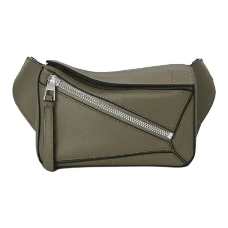 LOEWE Puzzle Bumbag In Classic Calfskin Mini Khaki Green-0