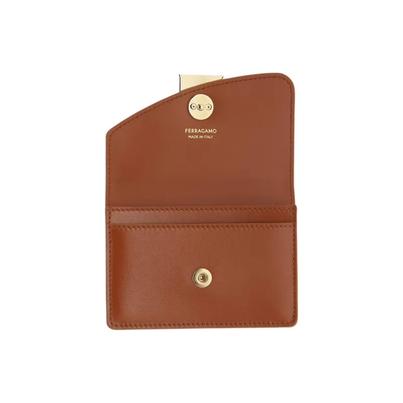 FERRAGAMO Calfskin Card Holder Women's Cognac Brandy-3