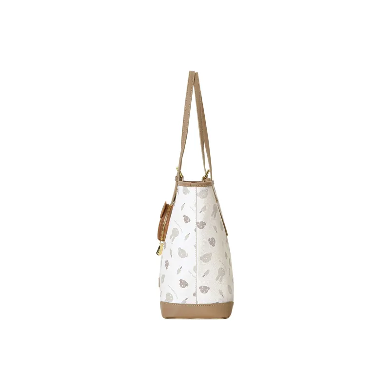 Miffy Synthetic Leather Portable Tote Shoulder Bag Women's Khaki/Ecru-3