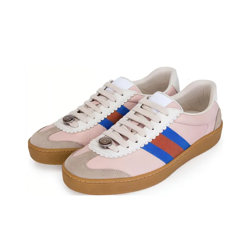 GUCCI G74 Web Low-Top Stylish Skateboarding Shoes Women's Pink Blue Shopping Bag-3