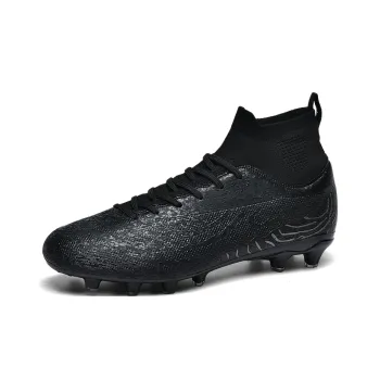 Kuding Soccer Shoes Unisex High Top Black/Black White