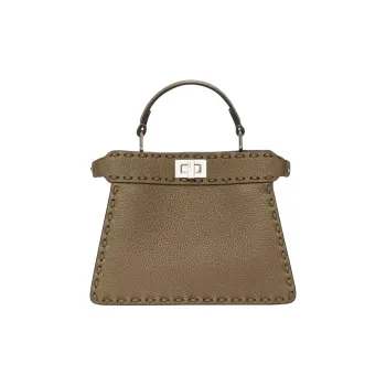 FENDI Peekaboo ISeeU Grained Calfskin One Shoulder Handbags Small Size Women's Green