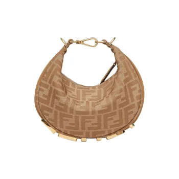 FENDI Fendigraphy FF Fabric Polyamide Wrist Bag Mini Women's Beige