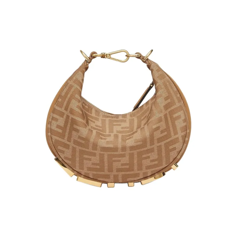 FENDI Fendigraphy FF Fabric Polyamide Wrist Bag Mini Women's Beige-0