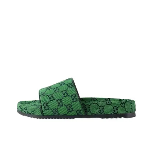 GUCCI GG Canvas Slide Green Monogram