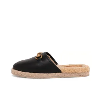 GUCCI Horsebit Wrap toe Slippers Women's Black