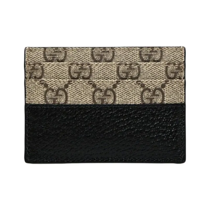 GUCCI GG Canvas With Leather Card Holder Men's Black/Ebony-1