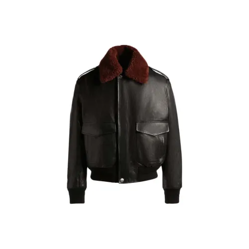 BALLY Leather Jackets Men Black