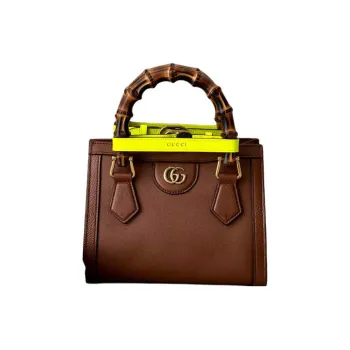 GUCCI Diana Leather Tote Bag, Shopping Bag, Handbag, Shoulder Bag, Crossbody Bag Mini Unisex Brown