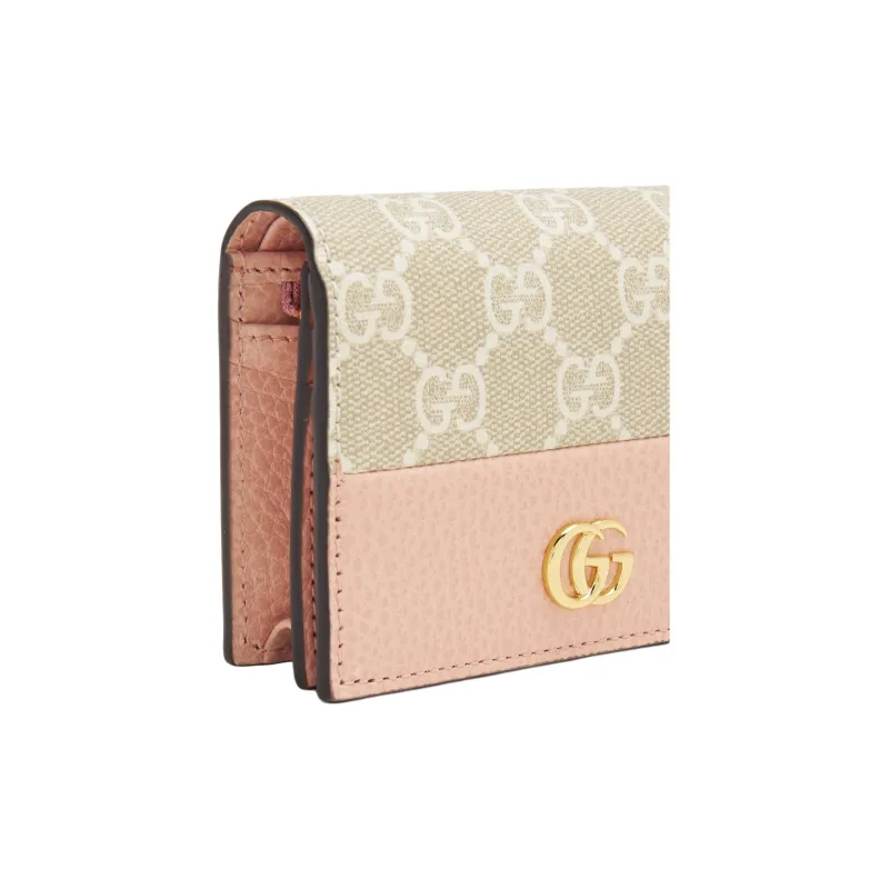 GUCCI GG Marmont Canvas With Leather Wallet, Card Holder Women's Light Pink/Beige-2