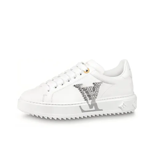 LOUIS VUITTON Time Out Sneakers 'White With Large Crystal Side Logo' Women's