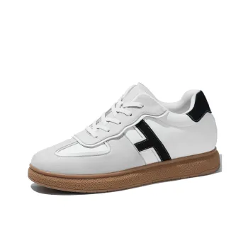 SULEGAO Support Height Enhancement Low Top Casual Shoes Men's White