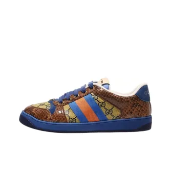 GUCCI Screener Stylish Skateboarding Shoes Men's Blue Yellow