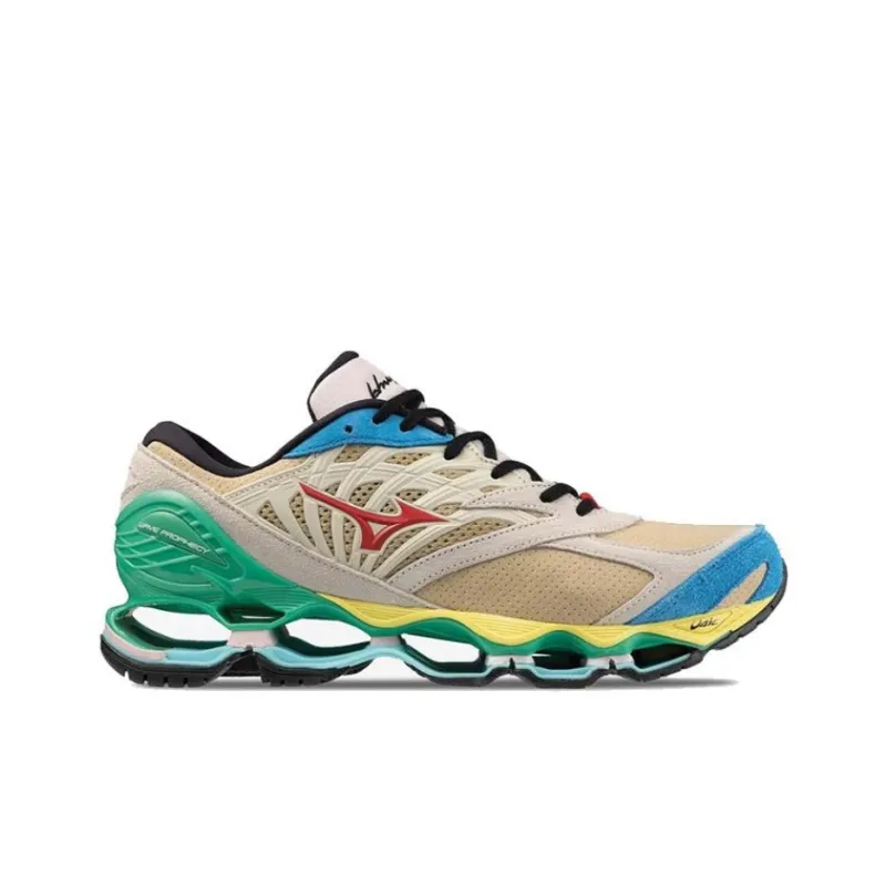 HIROSHI NAGAI x Mizuno Wave Prophecy LS Anti-Slip Wear-Resistant Low-Top Casual Running Shoes Men's Light Brown Green-1