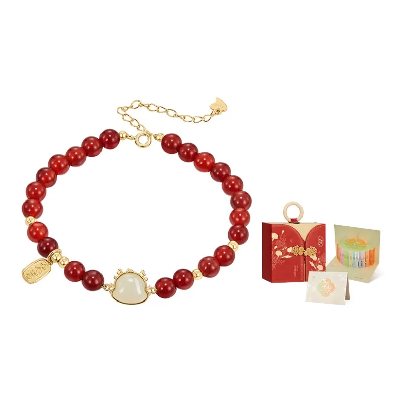MAMADESHOUHU Agate Bracelet Pale Greenish White Jade Women's-3