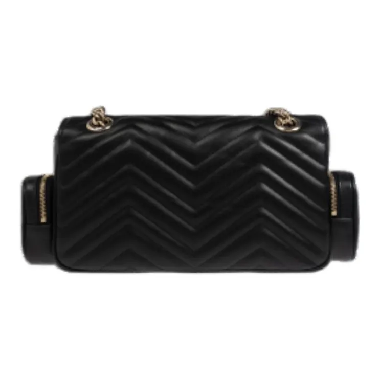 GUCCI GG Marmont Quilting V Shaped Leather Portable Crossbody Bag, Shoulder Bag Women's Black-2