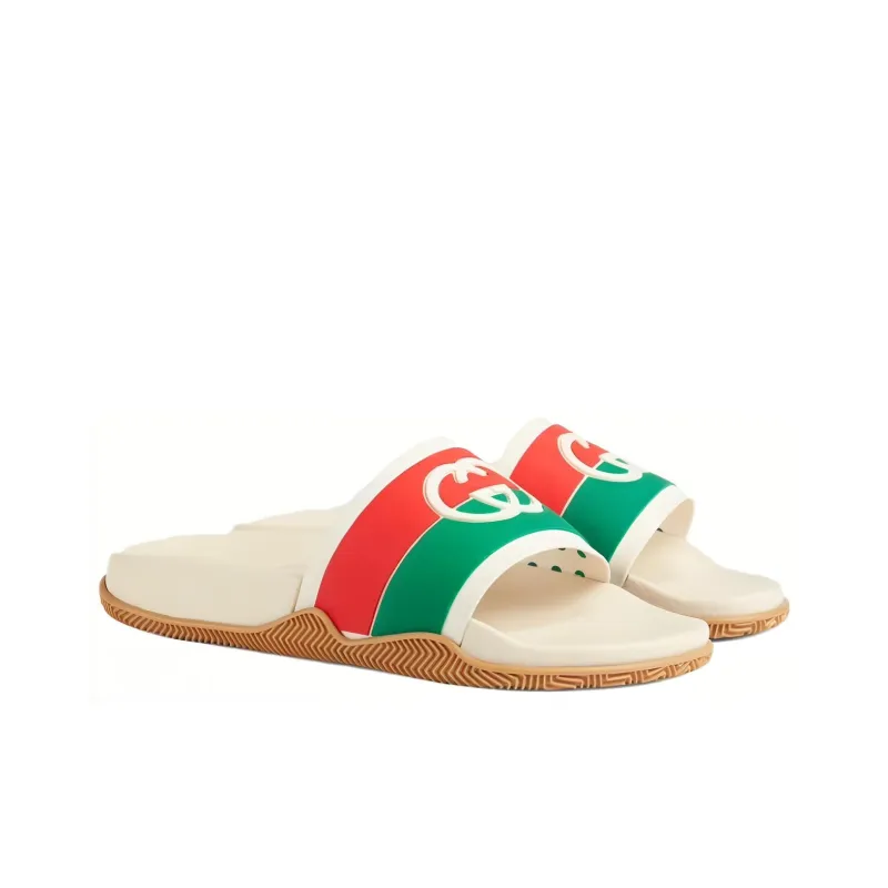 GUCCI Interlocking G Web Stripe Slides-2