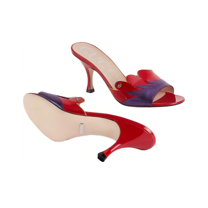 GUCCI Abrasion Resistant Slide Slippers Women's Red Purple-4