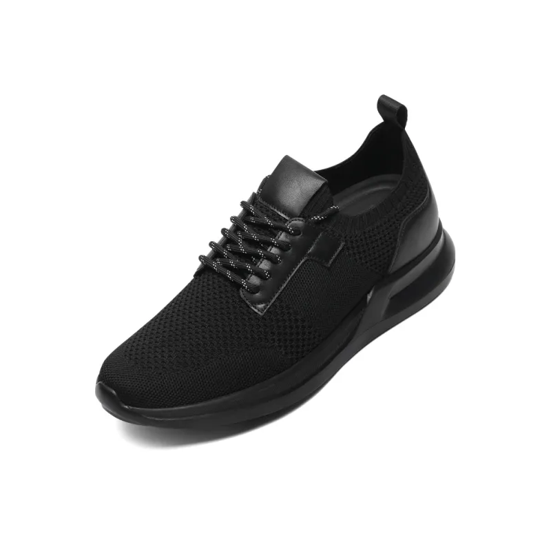 He Jinchang Low Top Casual Shoes Men's Jet Black Feather-2