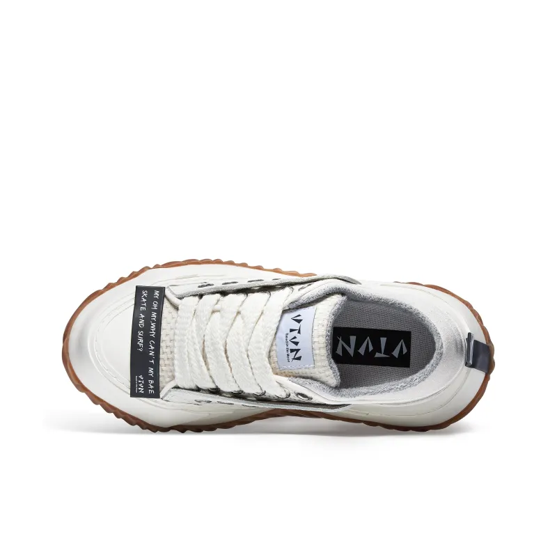 VTVN Wear Resistant Height Increasing Low Top Canvas Shoes Unisex Jupiter White-2